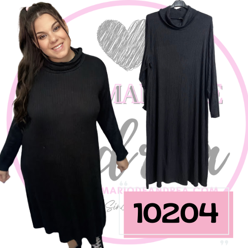 Vestido Canalé cuello Medio – 10204 – Negro